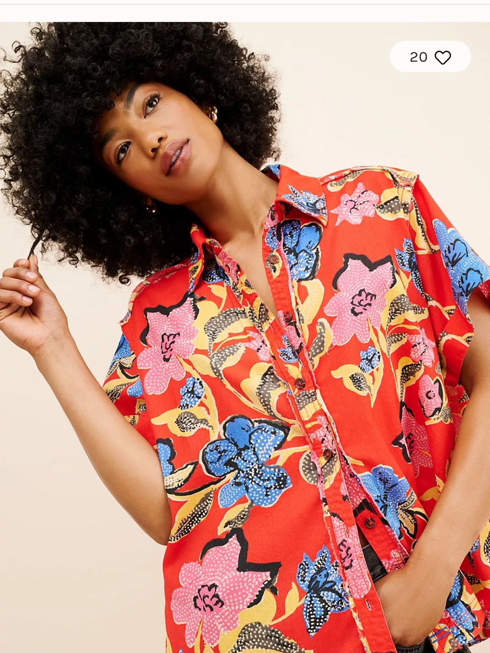 We The Free Retro Tropics Palm Linen Top
